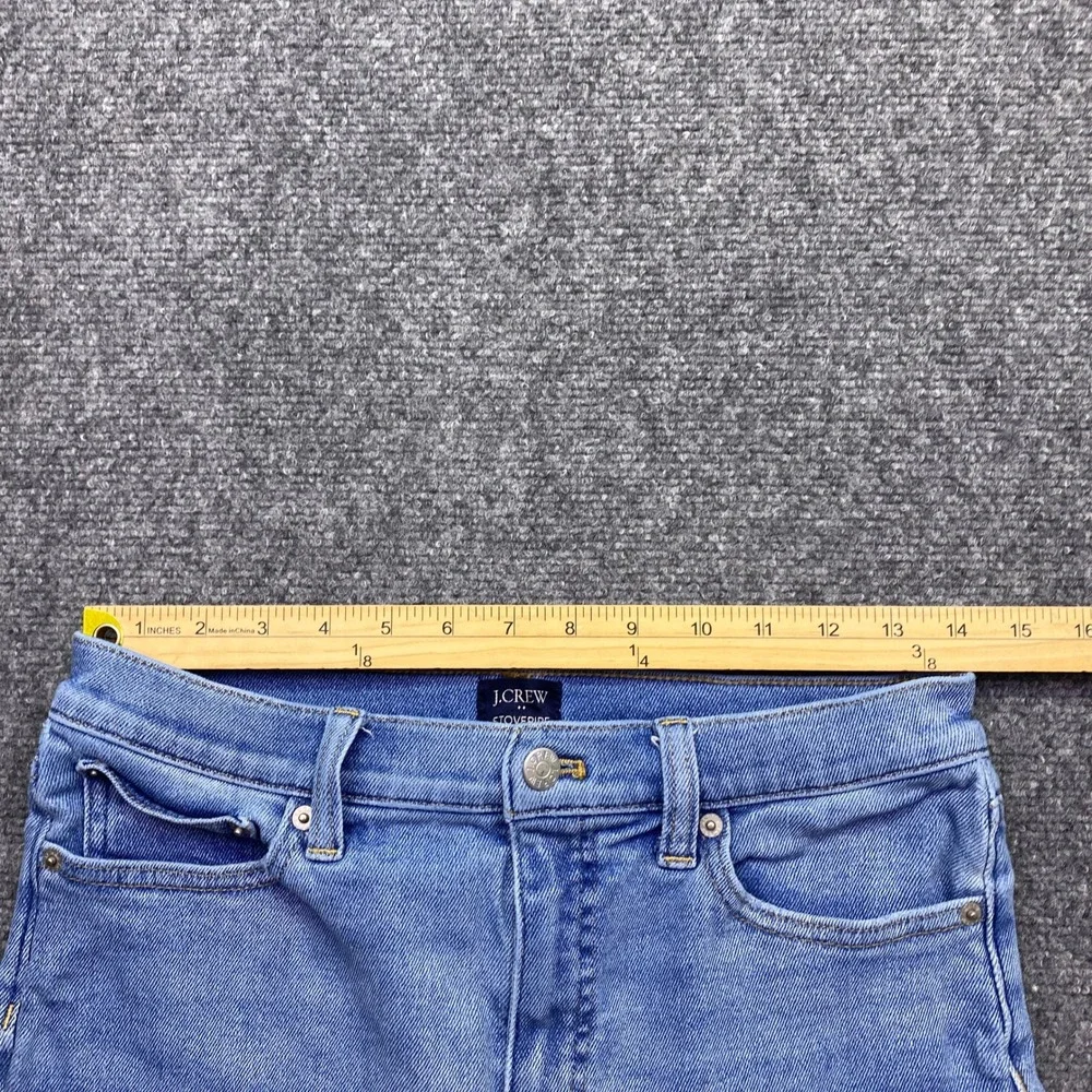 J.Crew Stovepipe High Rise Straight Leg Jeans Light Wash Raw Hem Sz 29 Distress